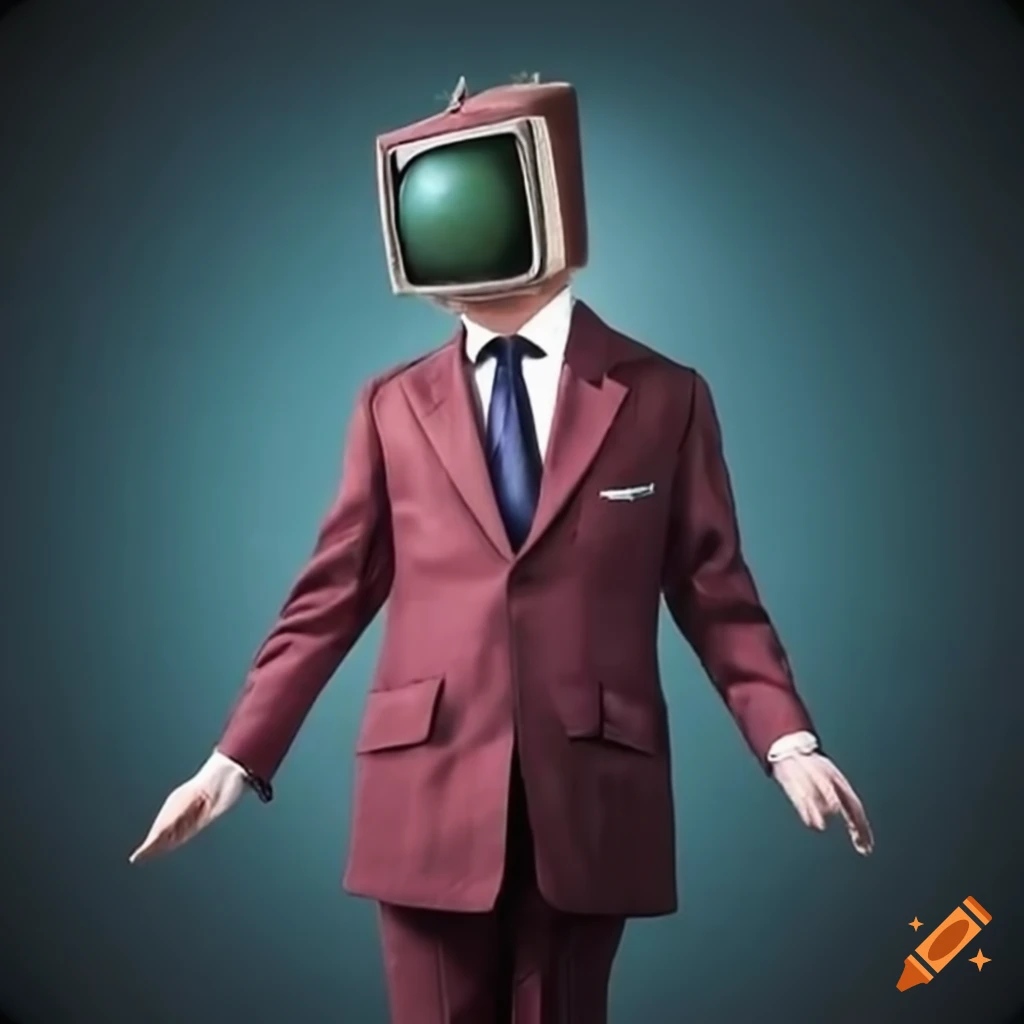 Person with an old TV head in a fancy suit