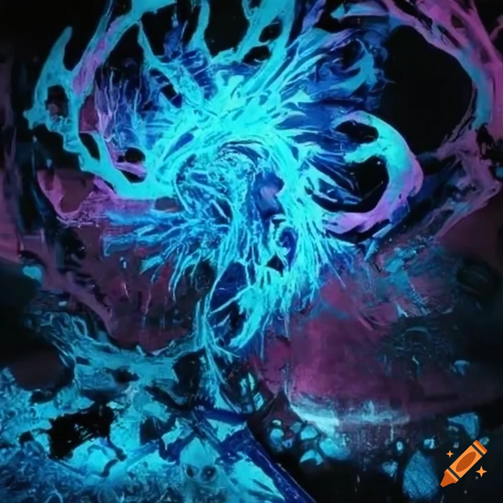 Abstract chaotic blue artwork
