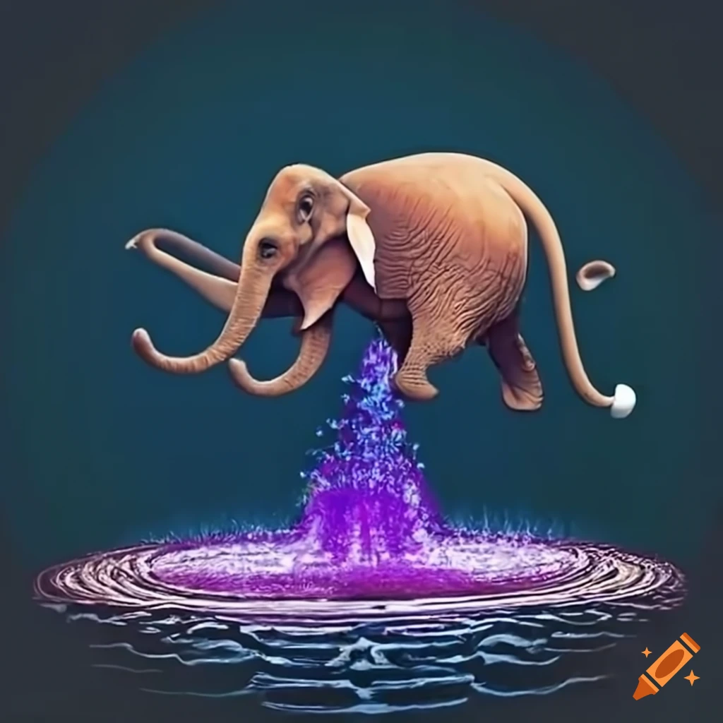 Elephant dancing in fountain with monkey in airplane