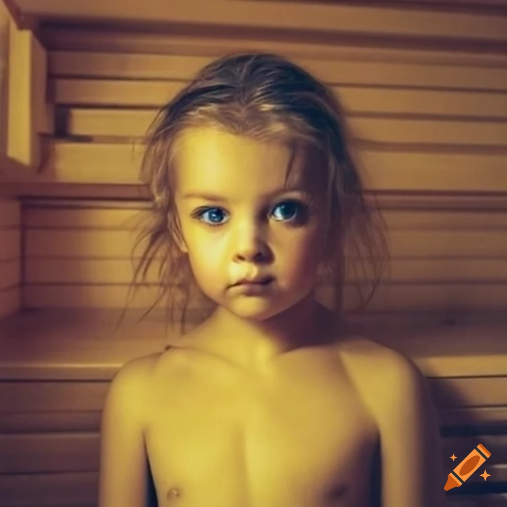 Child actor Thea Eddey in Yellow Fever (2017) standing in a sauna with a towel