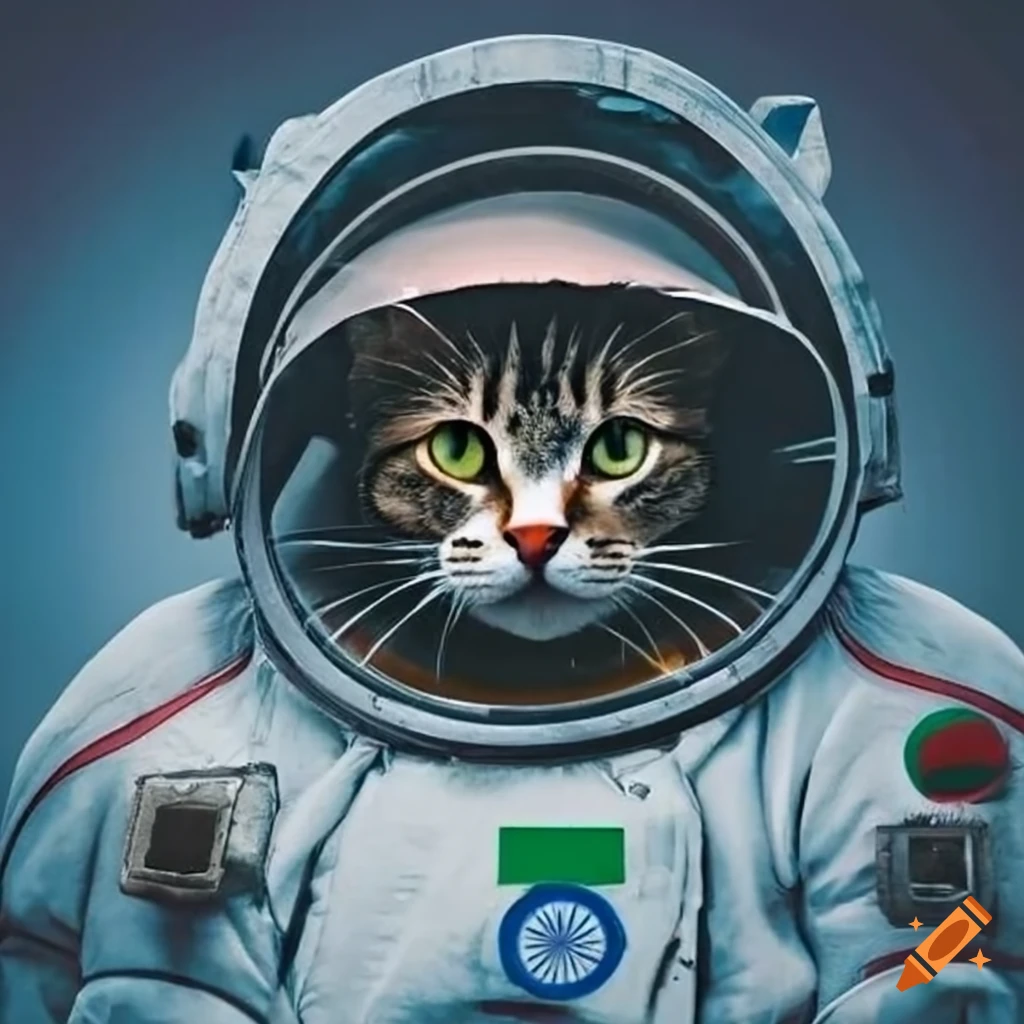 Cat in a space suit with Indian logo