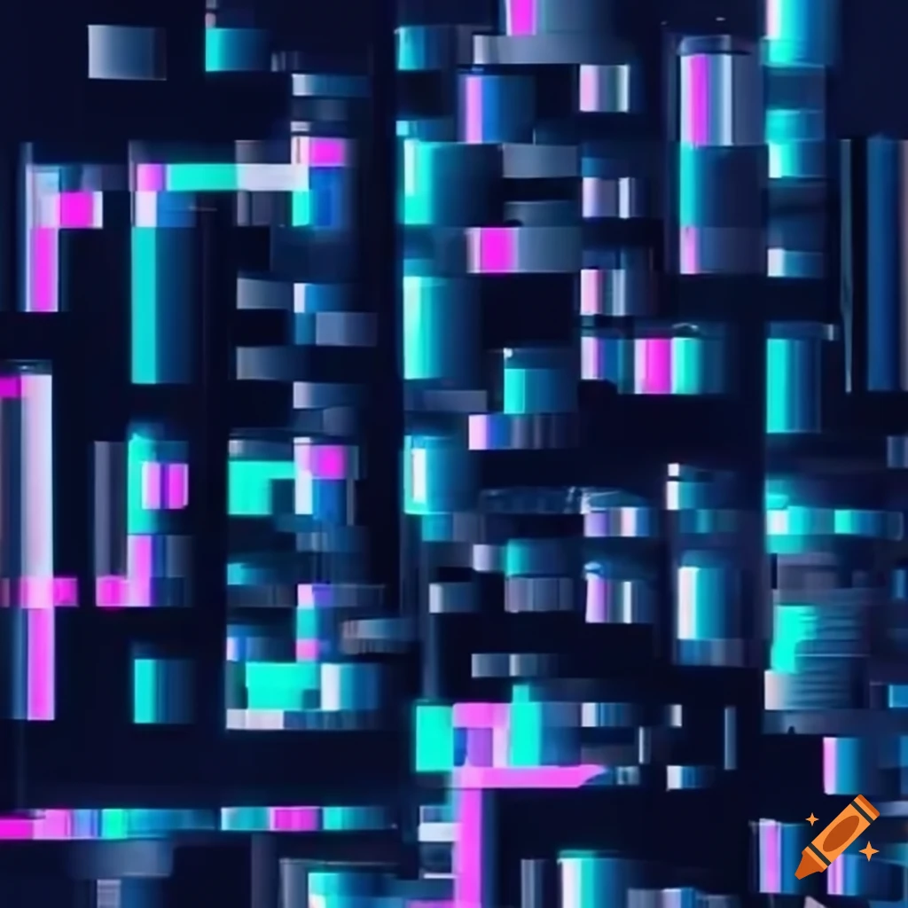 Glitched white numbers on dark blue background