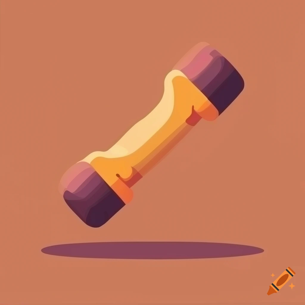 Orange minimalist dumbbell vector illustration
