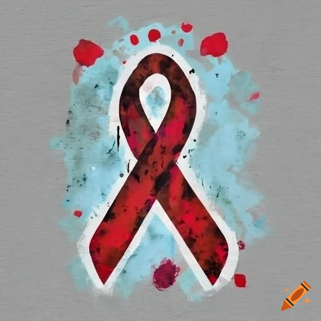 Vintage AIDS awareness t-shirt print with red ribbon symbol