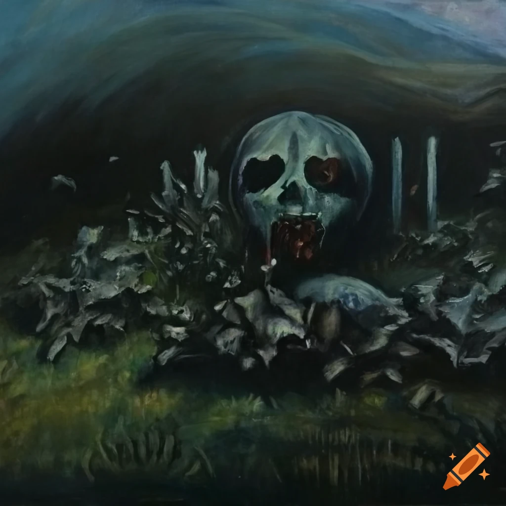 Morbid painting of an open grave by Clovis Trouille
