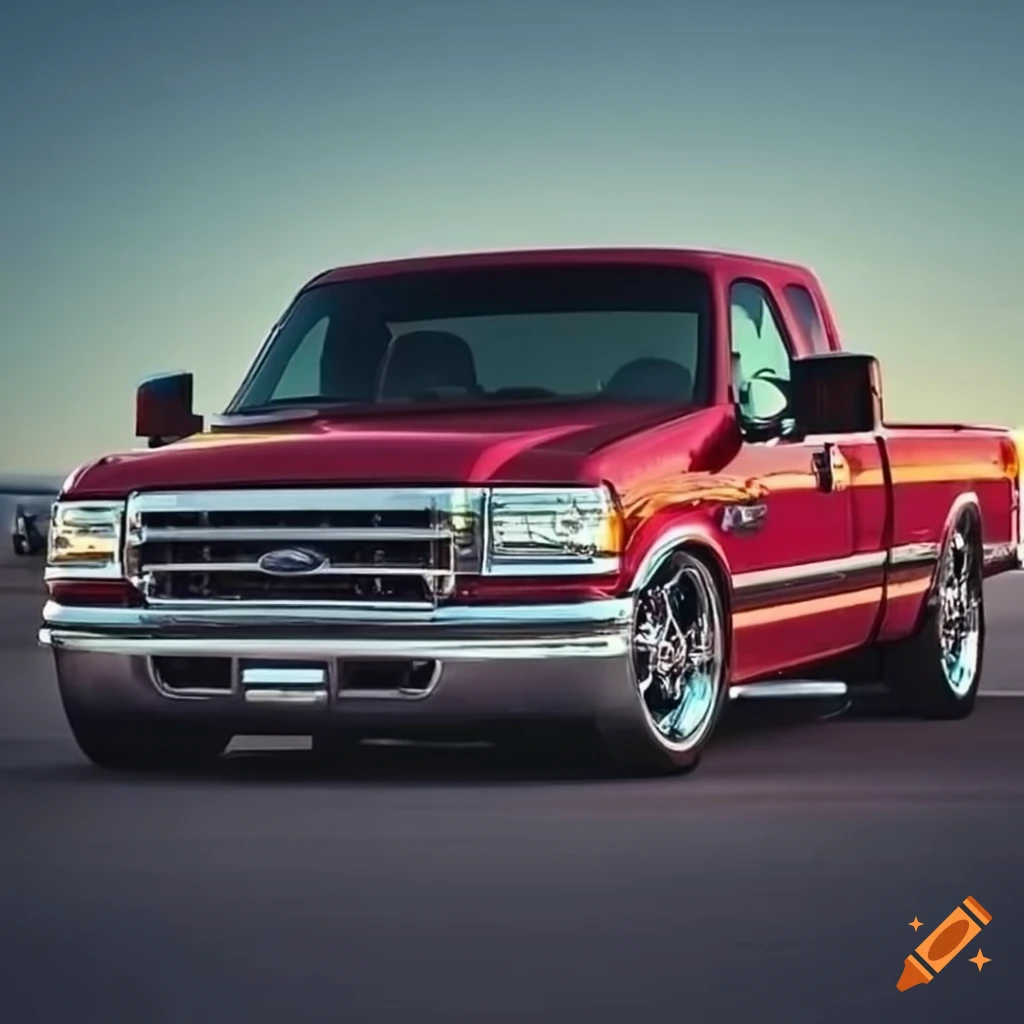 Ford F-250 lowered with white pearl paint and tinted windows