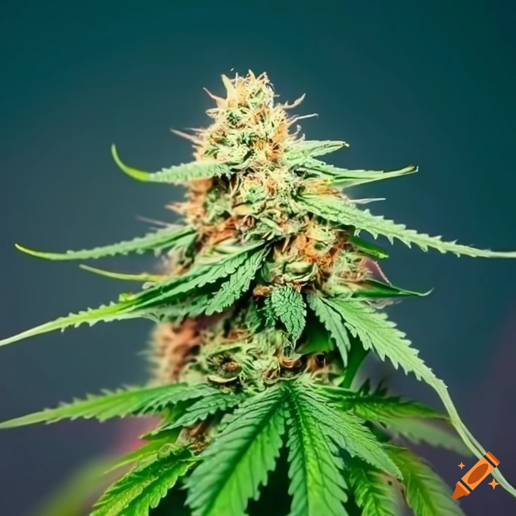 Vibrant cannabis plant blossom with contrasting background