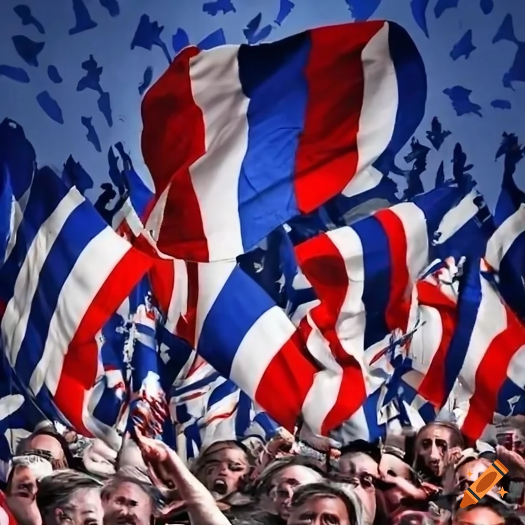 Patriotic crowd in France