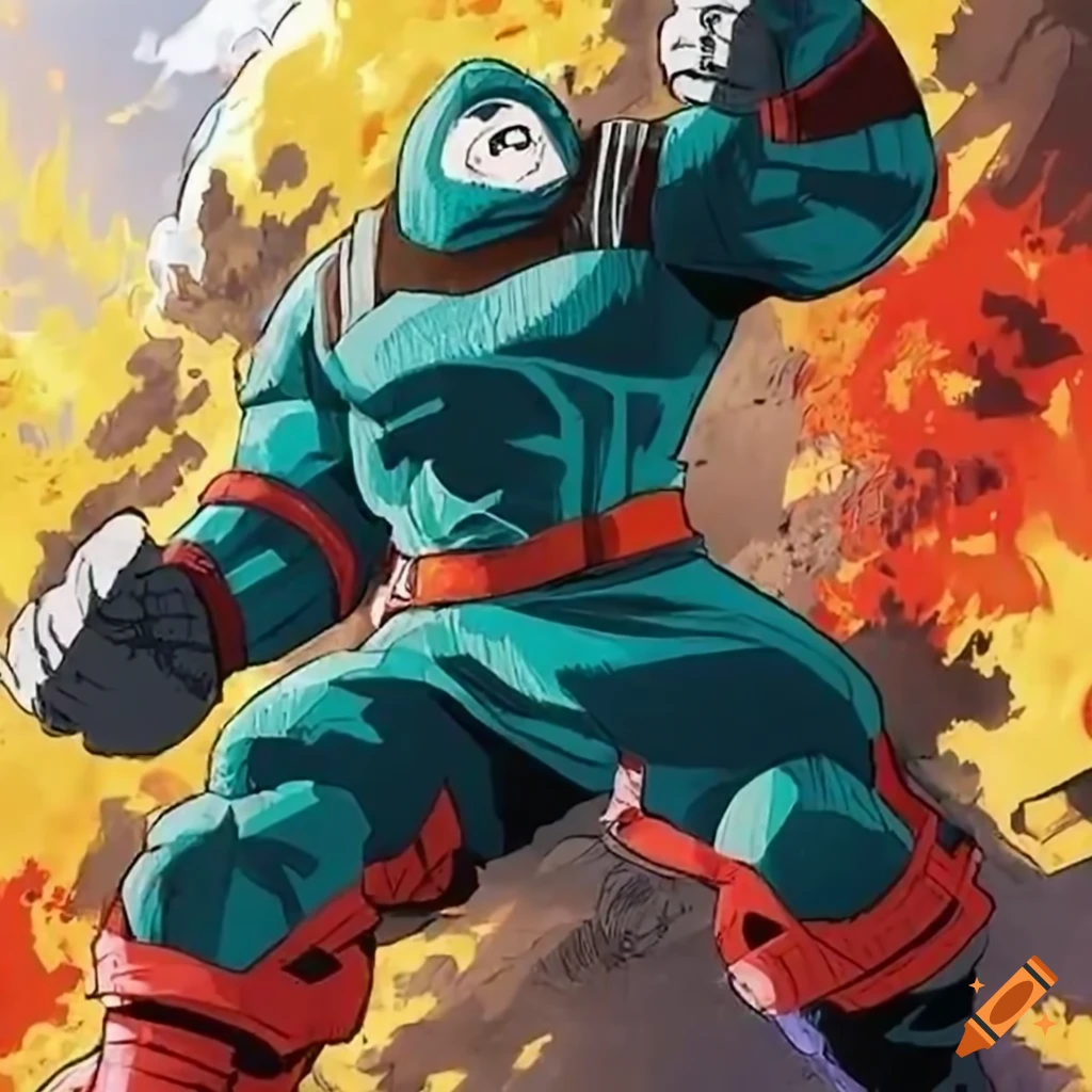 Deku mastering Juggernaut's powers in anime art