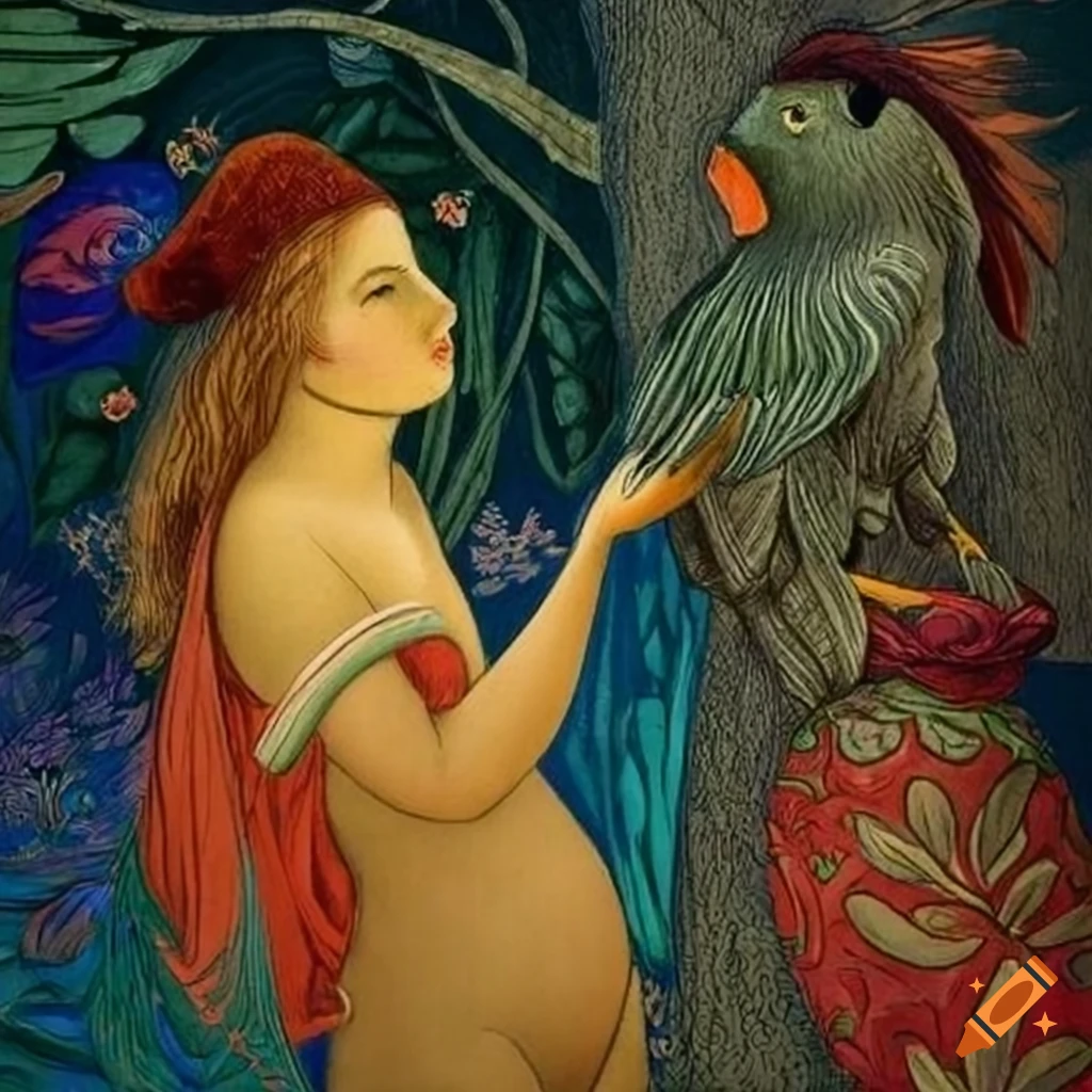 Illustration of a mystical Curandera Raven and elegant Mother Goose