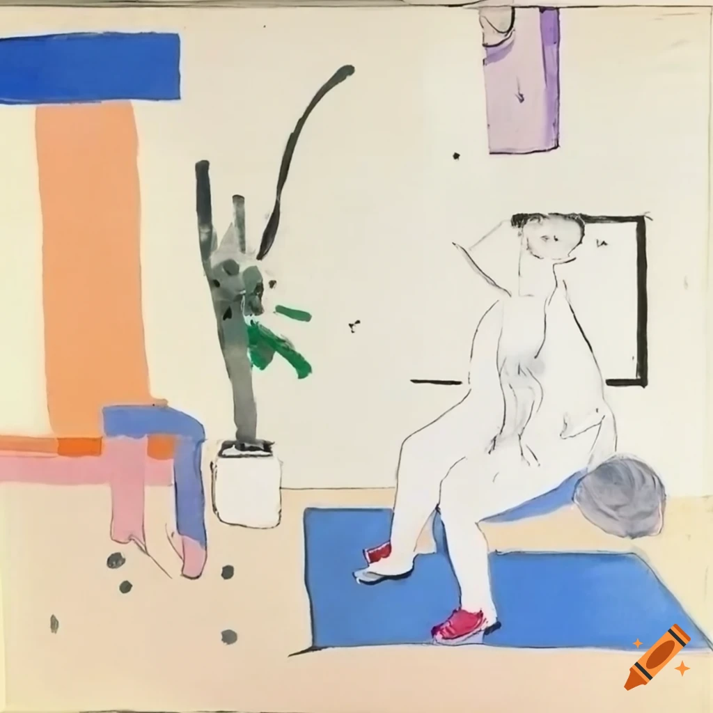 Extra Large Exercise in the gym inspired by Georges Braque and David Hockney