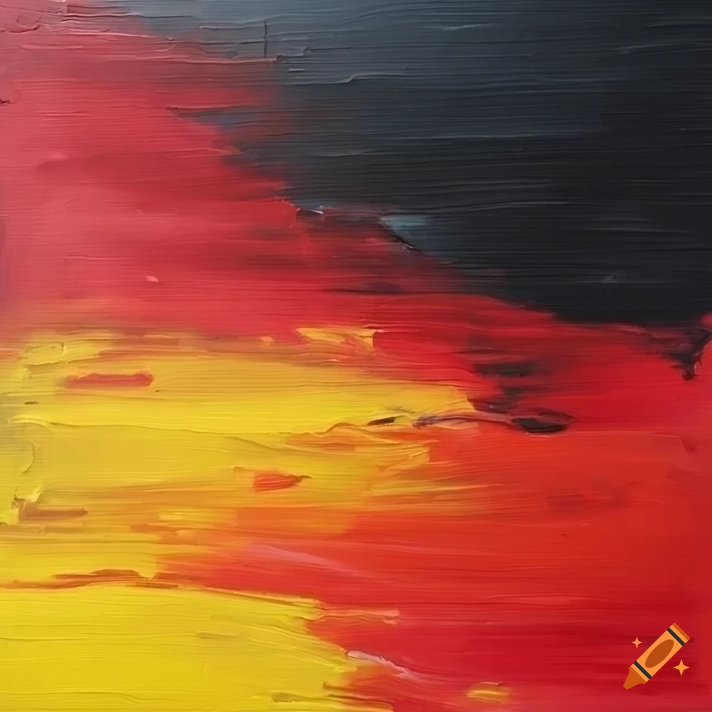 Abstract oil painting inspired by the colors of the German flag