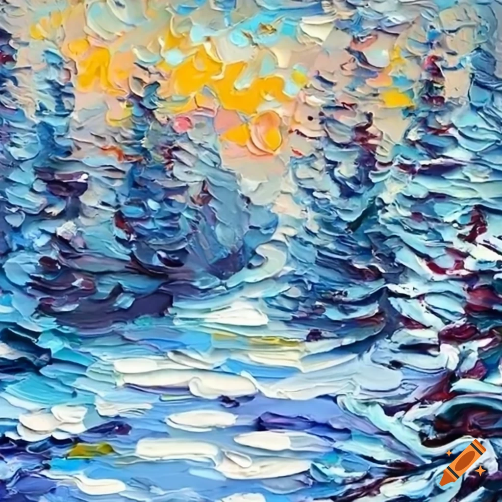 Winter painting in impasto style