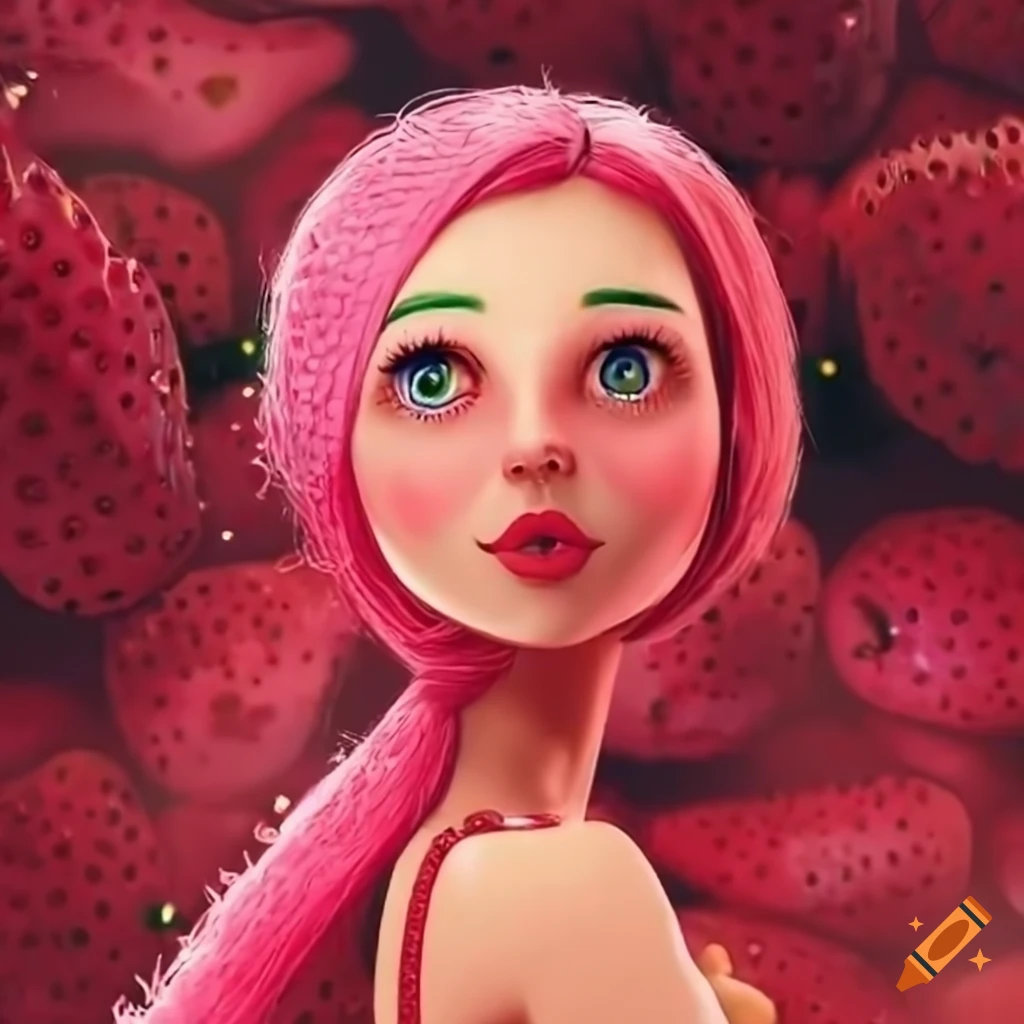 Woman walking in a dreamy strawberry field