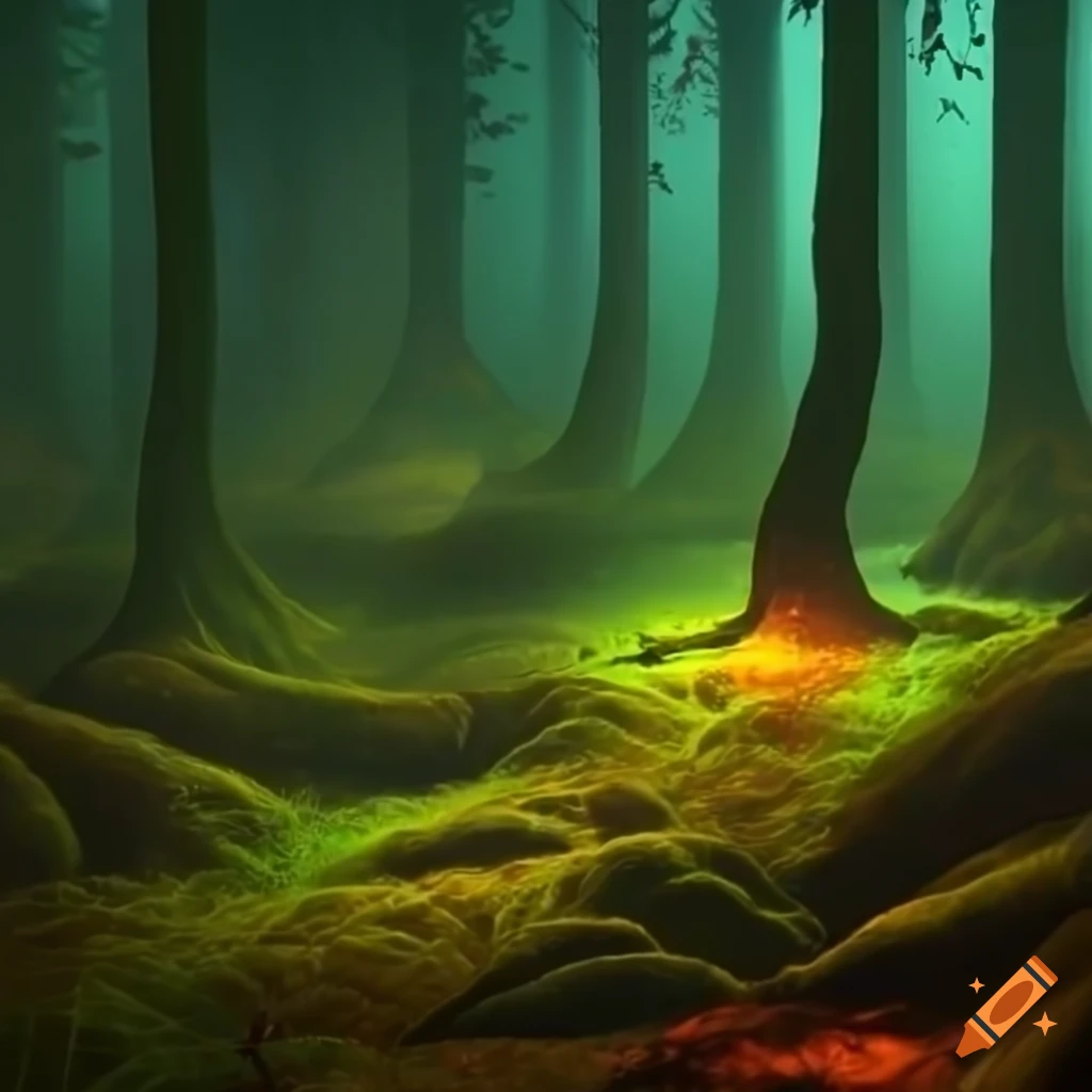 Mystical glowing forest