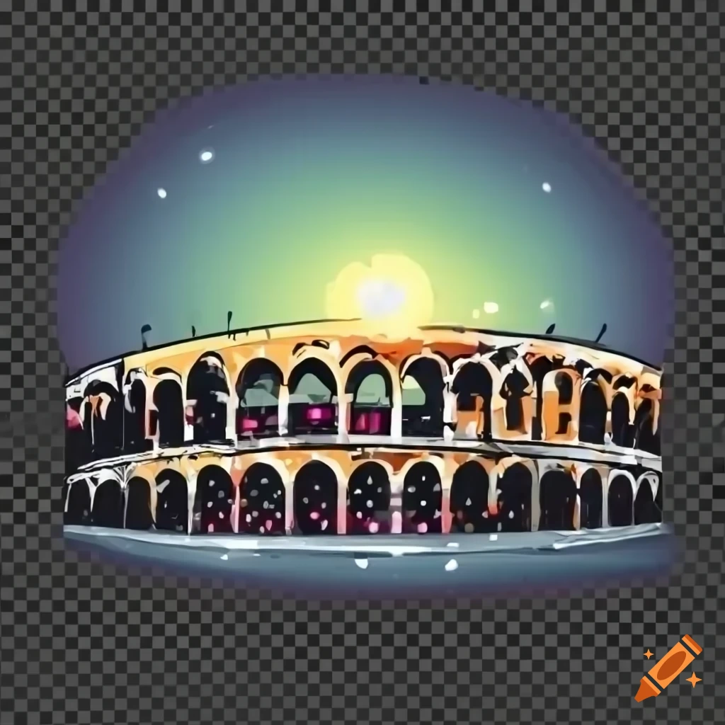 Verona Arena in a cartoonized, minimal vector design