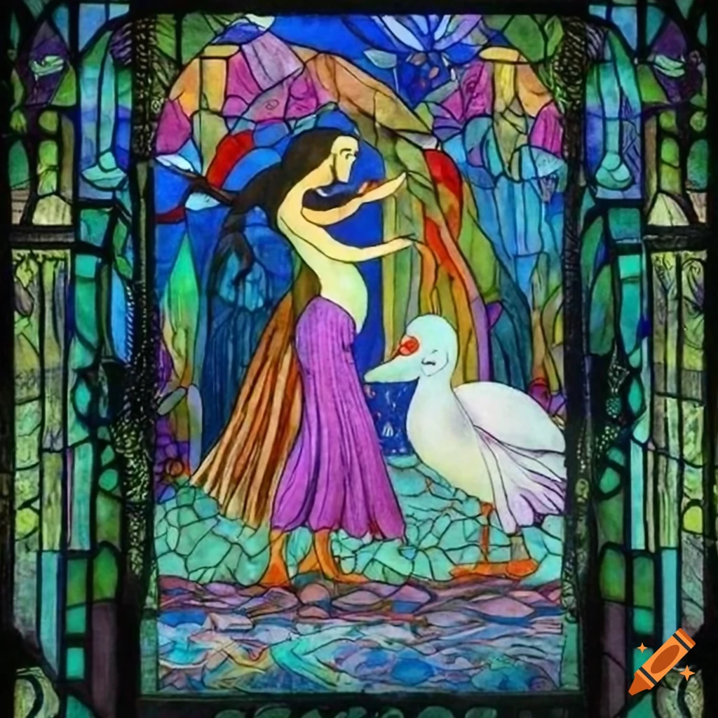 Illustration of a mystical Curandera Raven and an elegant Mother Goose by Walter Crane and Diego Rivera