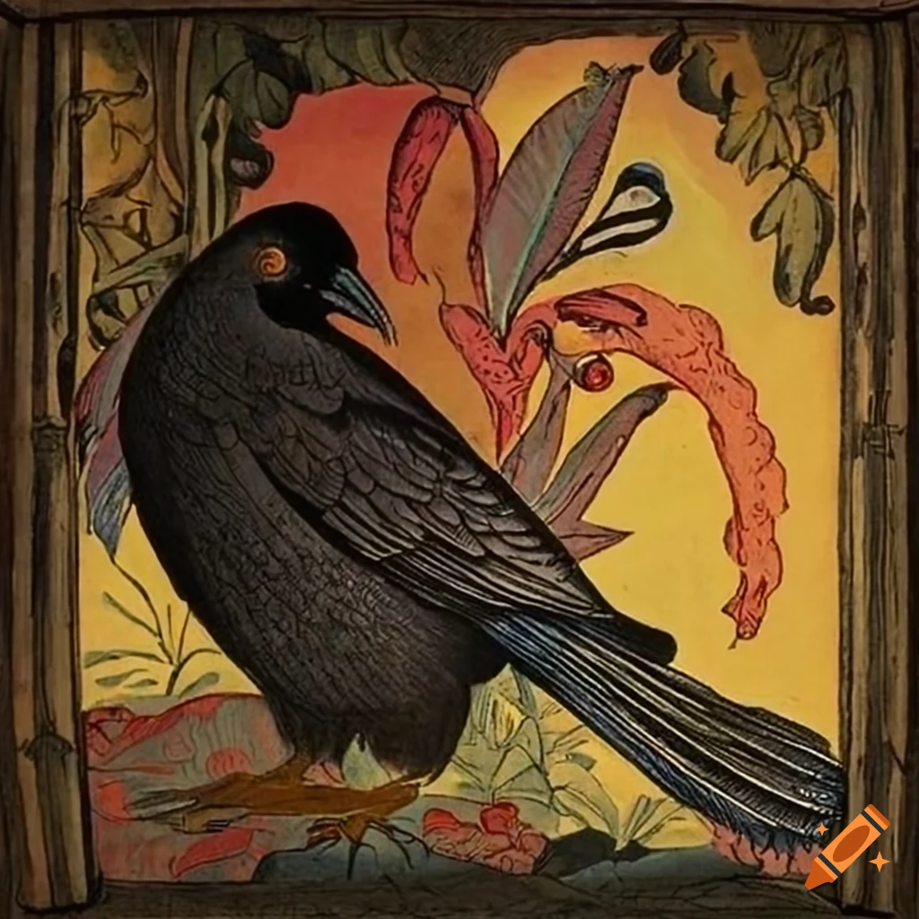 Illustration of a mystical Curandera Raven and elegant Mother Goose
