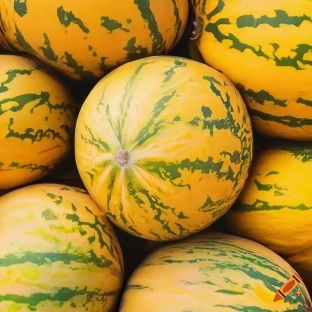 Yellow melons piled up