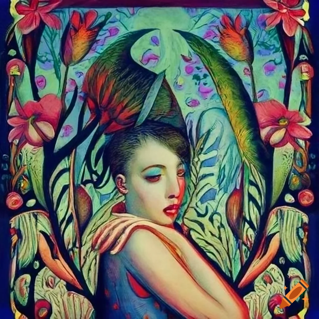 Illustration of a mystical Curandera Raven and Mother Goose in unique attire