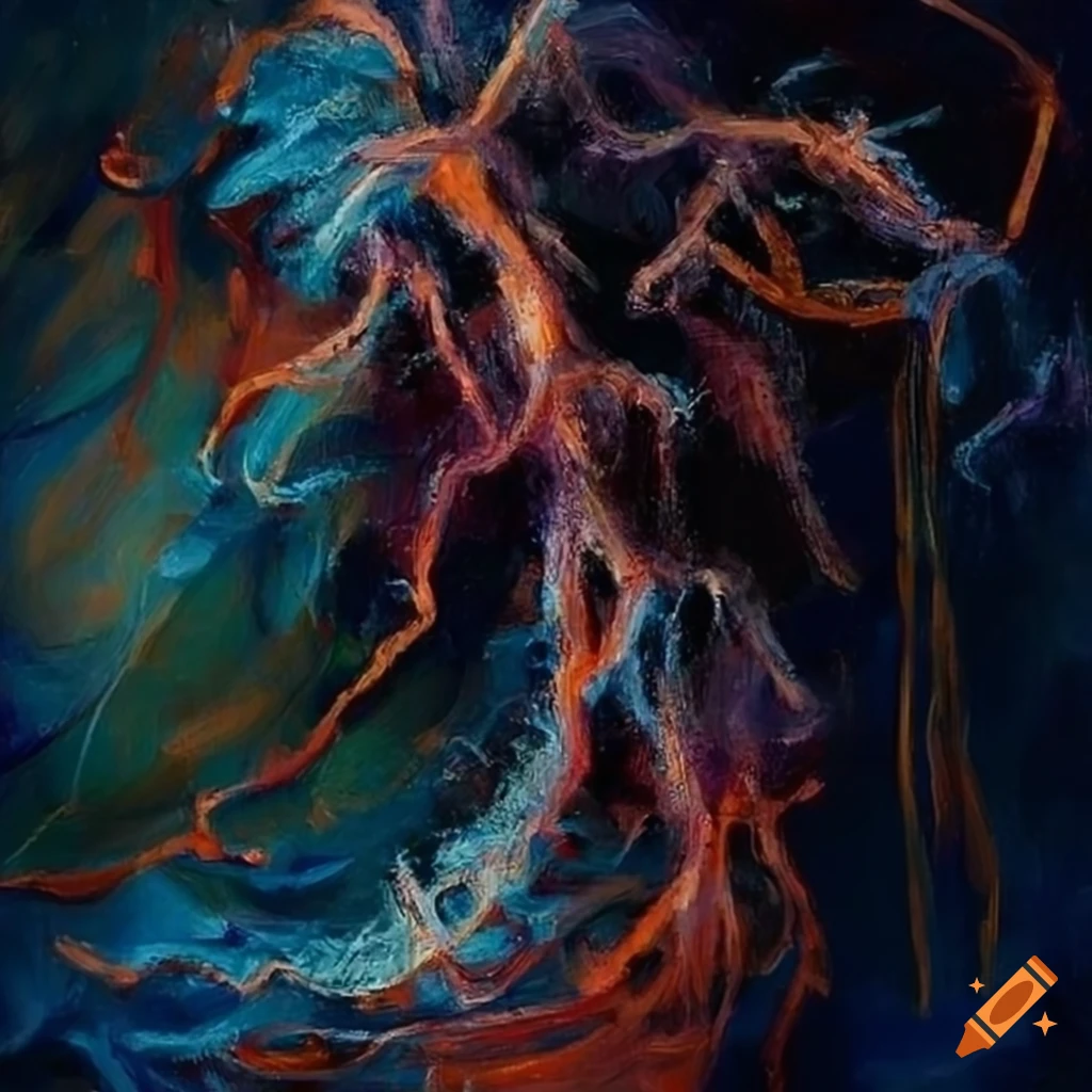 Abstract expressionistic oil painting representing the joy of dance on ...