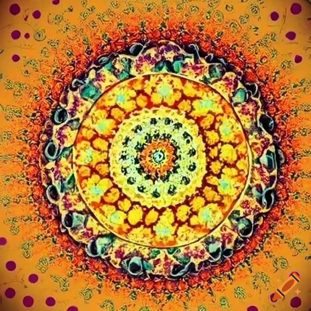 Round Bangladeshi designs in yellow and orange colors
