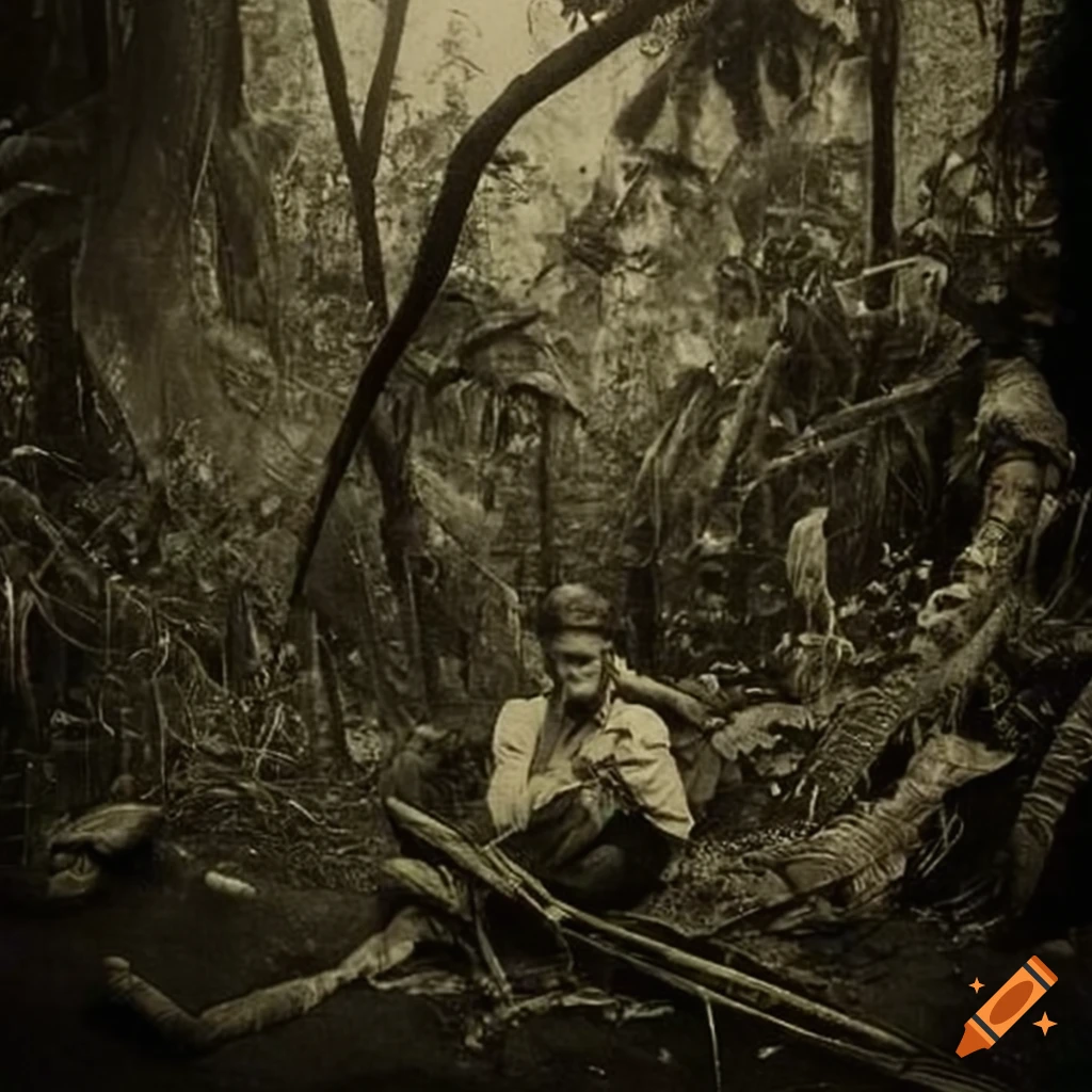 Creepy old photo of a jungle expedition