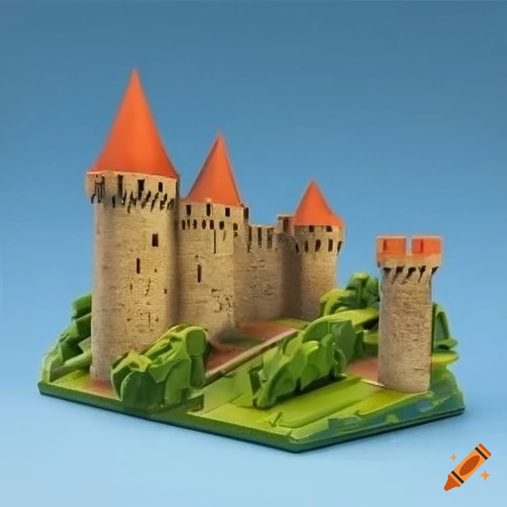 Carcassonne board game 3D tiles and figures