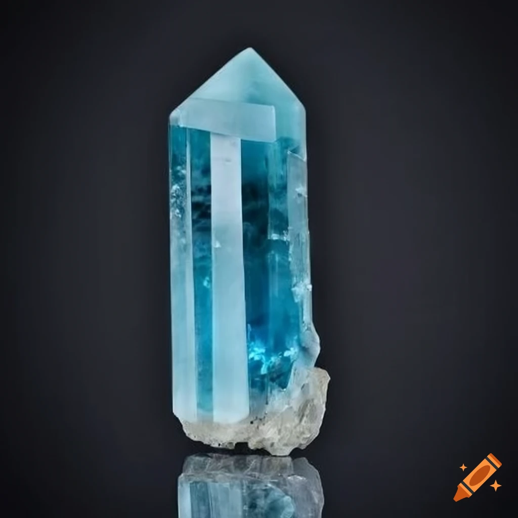 HD Mineral-Style aquamarine crystal on black background