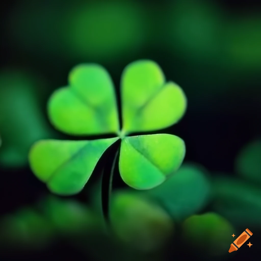 Four leafed clover among small plants