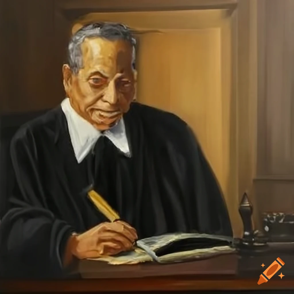 Judge holding a witch's broom