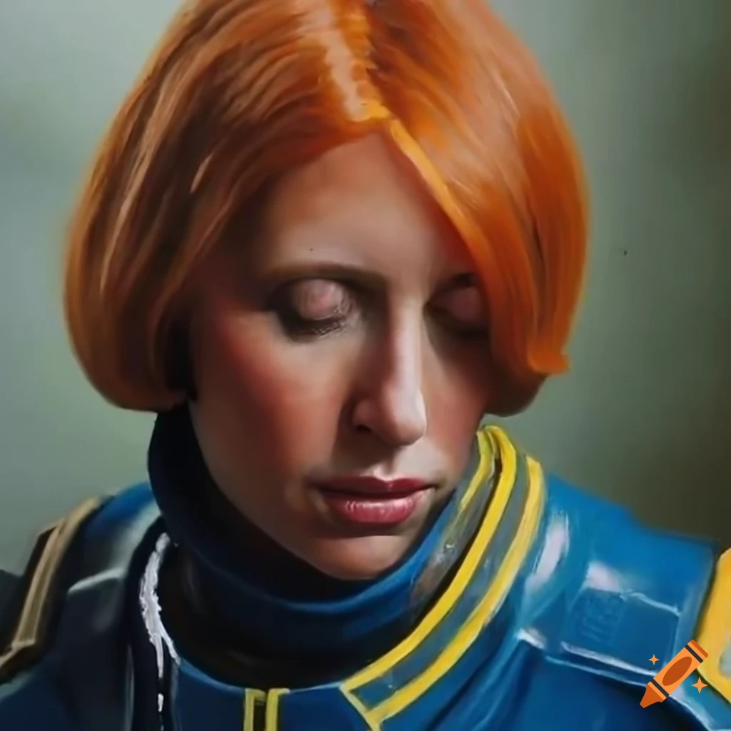 Irish woman in Fallout 4 vault-suit sleeping under a blooming cherry tree
