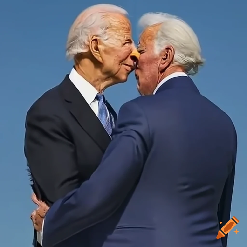 Joe Biden affectionately interacting with patriotic eagles