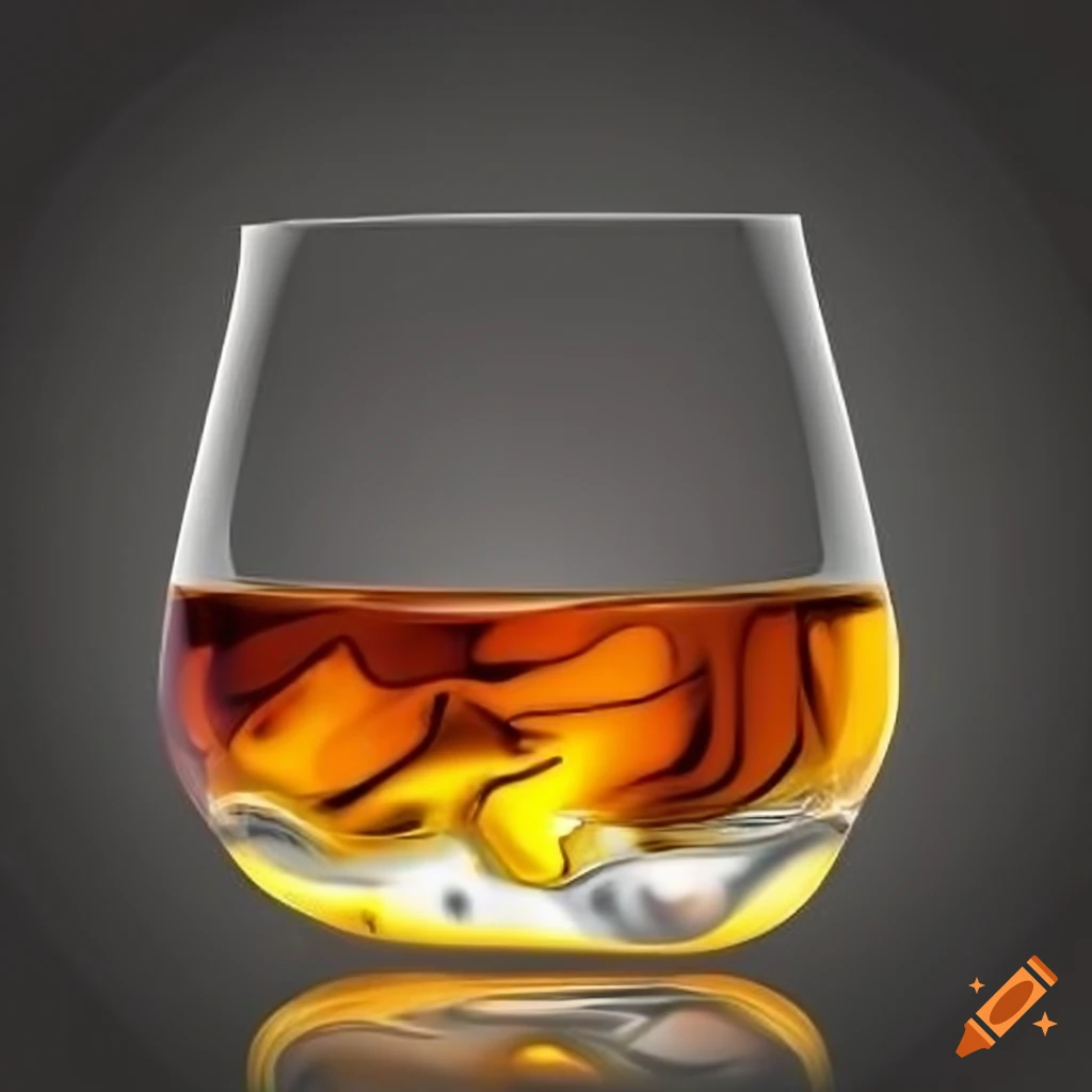 Whiskey glass with amber liquid, no ice