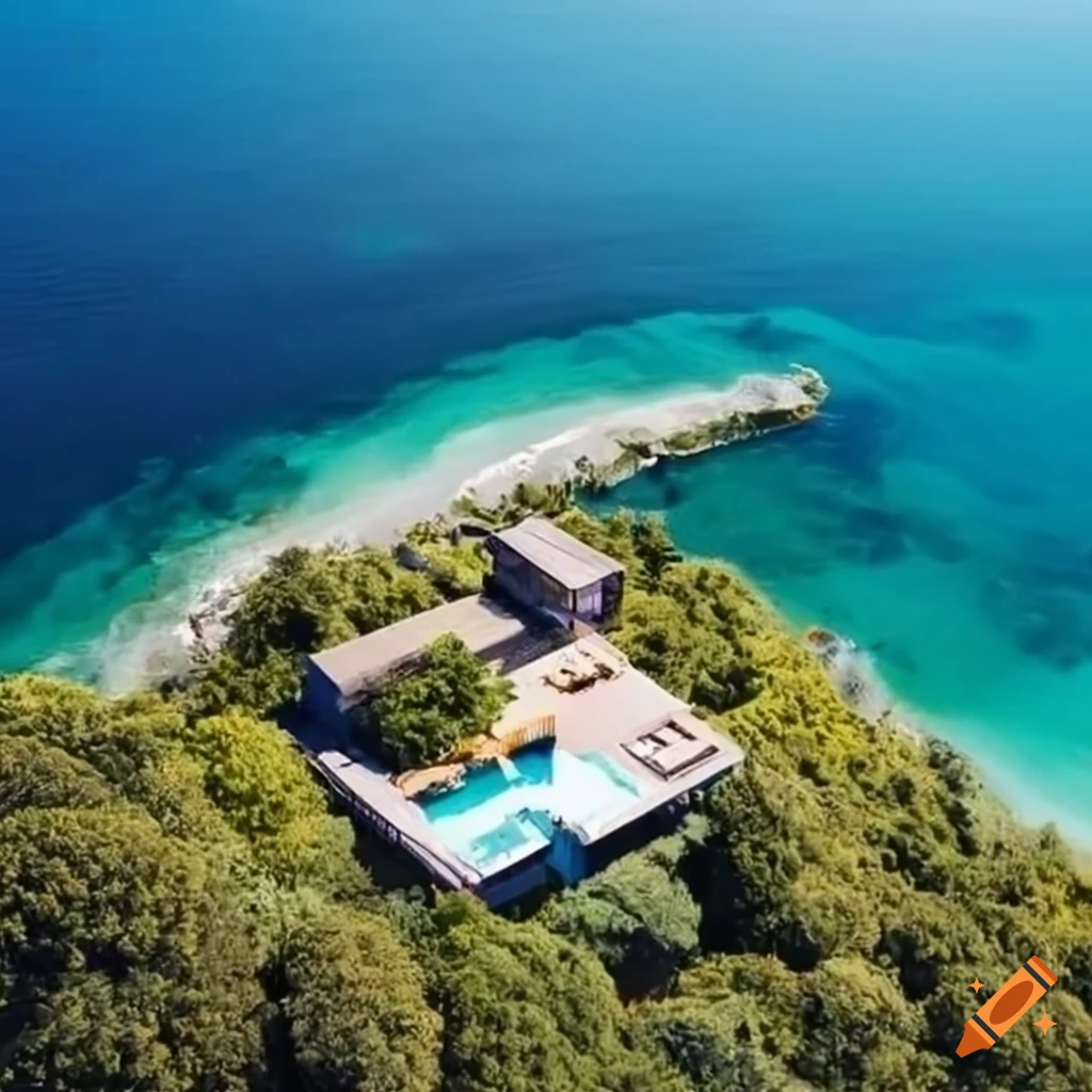 High angle view of a beautiful seaside villa
