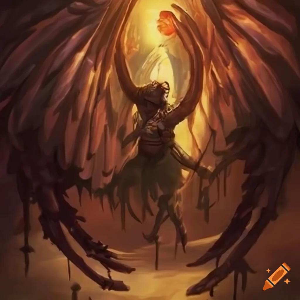 Kyren wings trampling MTG artwork