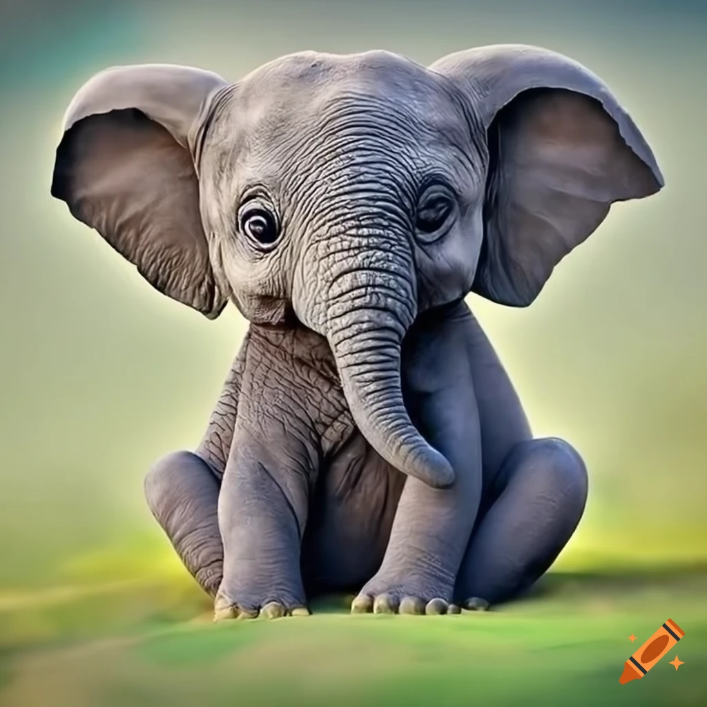 Baby Elephant kneeling down