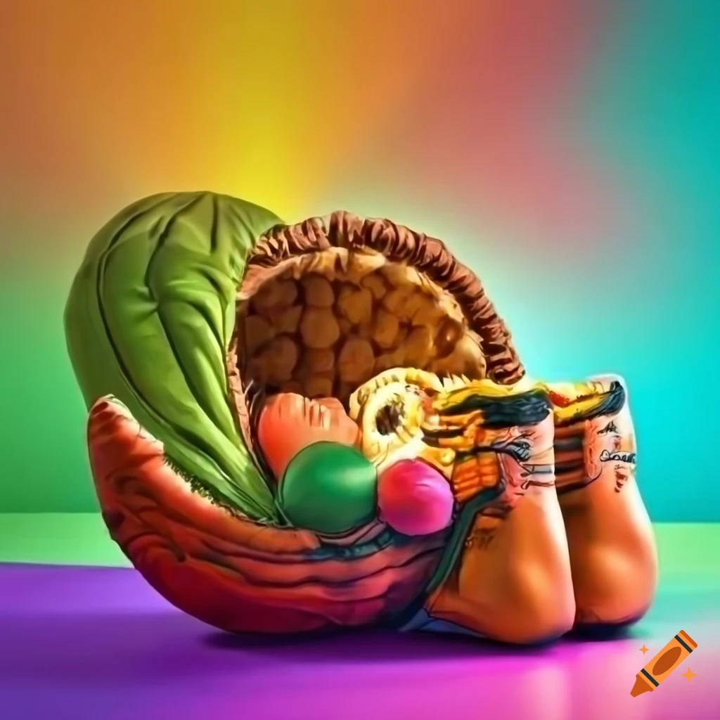 Colorful cornucopia with playful boxing gloves on the sides