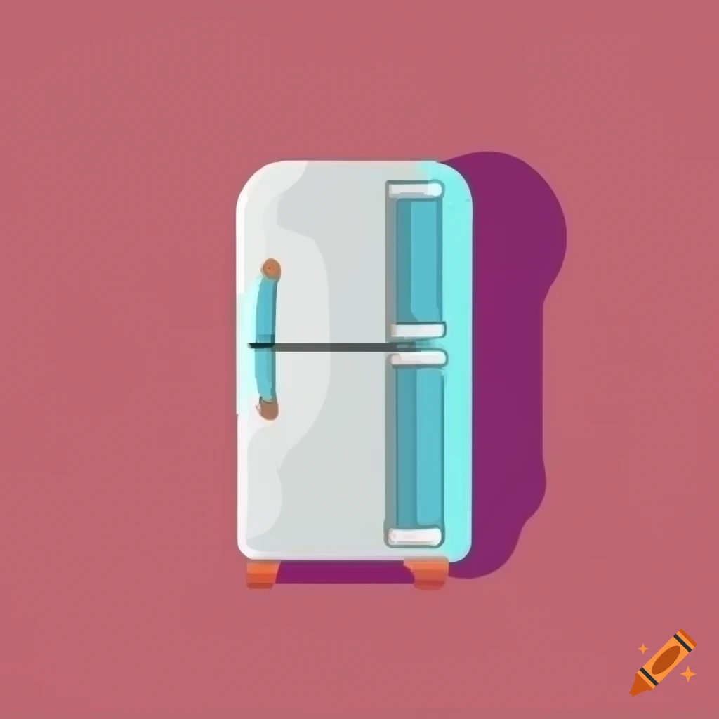Flat icon of refrigerator on white background with less than 5 colors