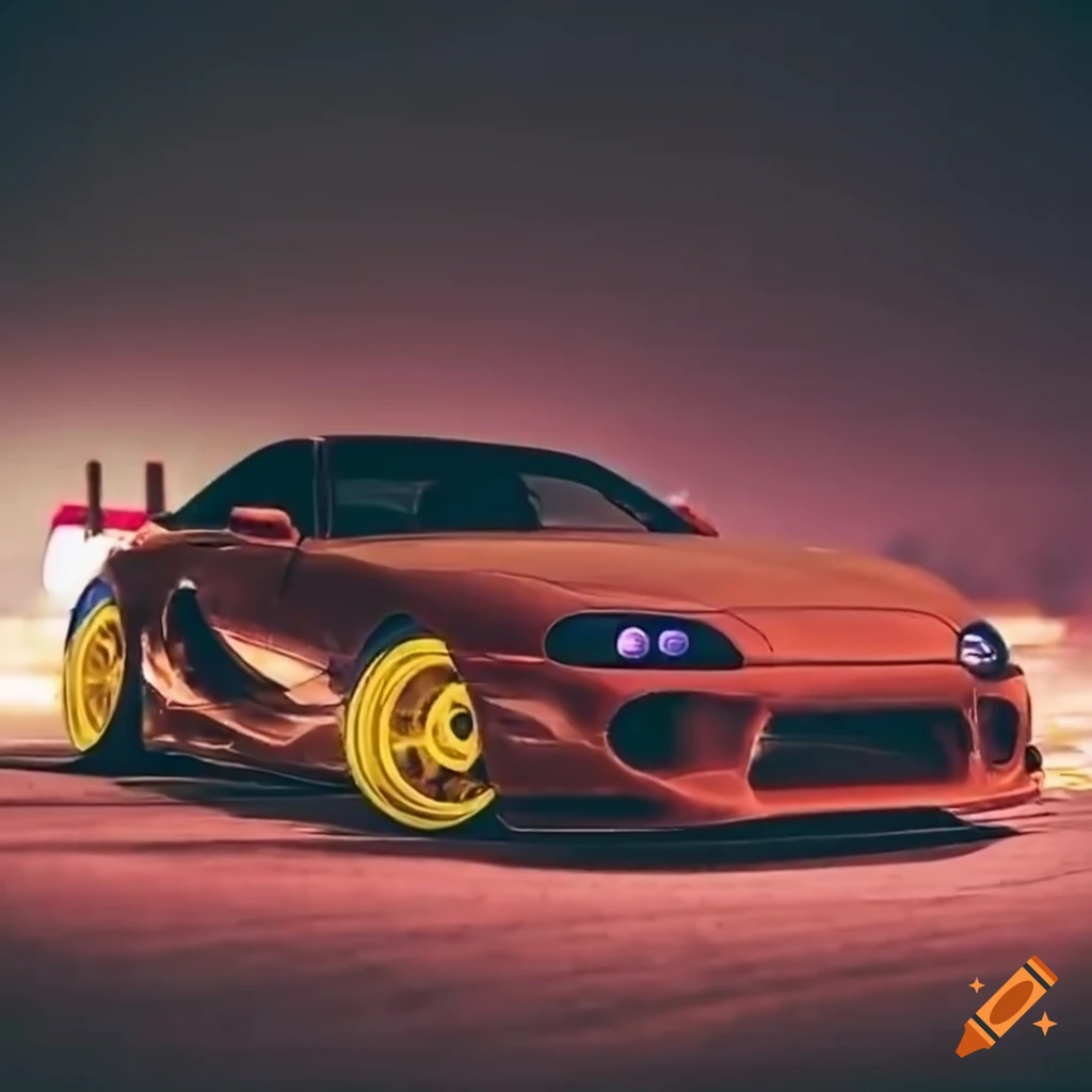Supra drifting on a road captured with a Canon camera