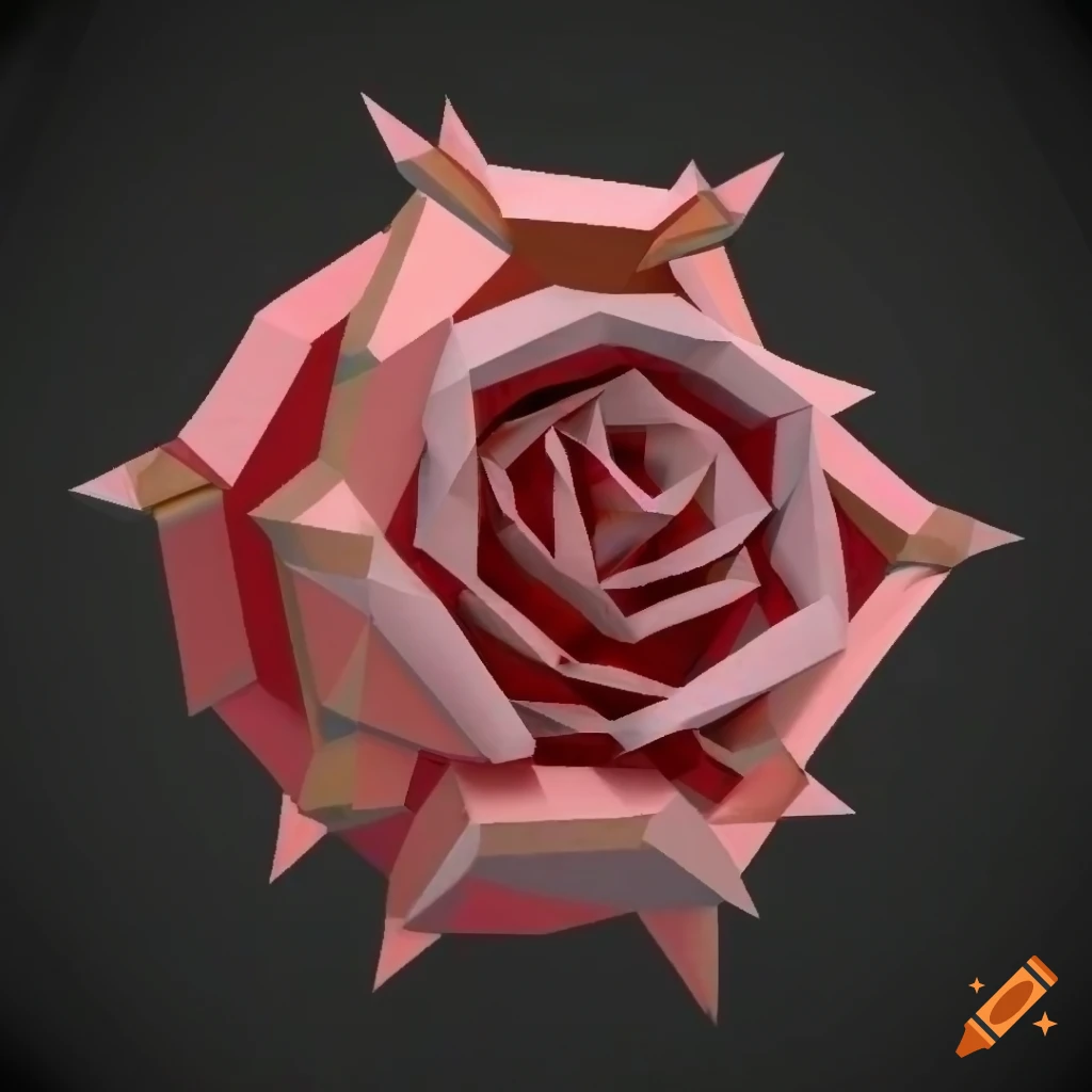 Low-poly rose with chains and thorns in a video game style