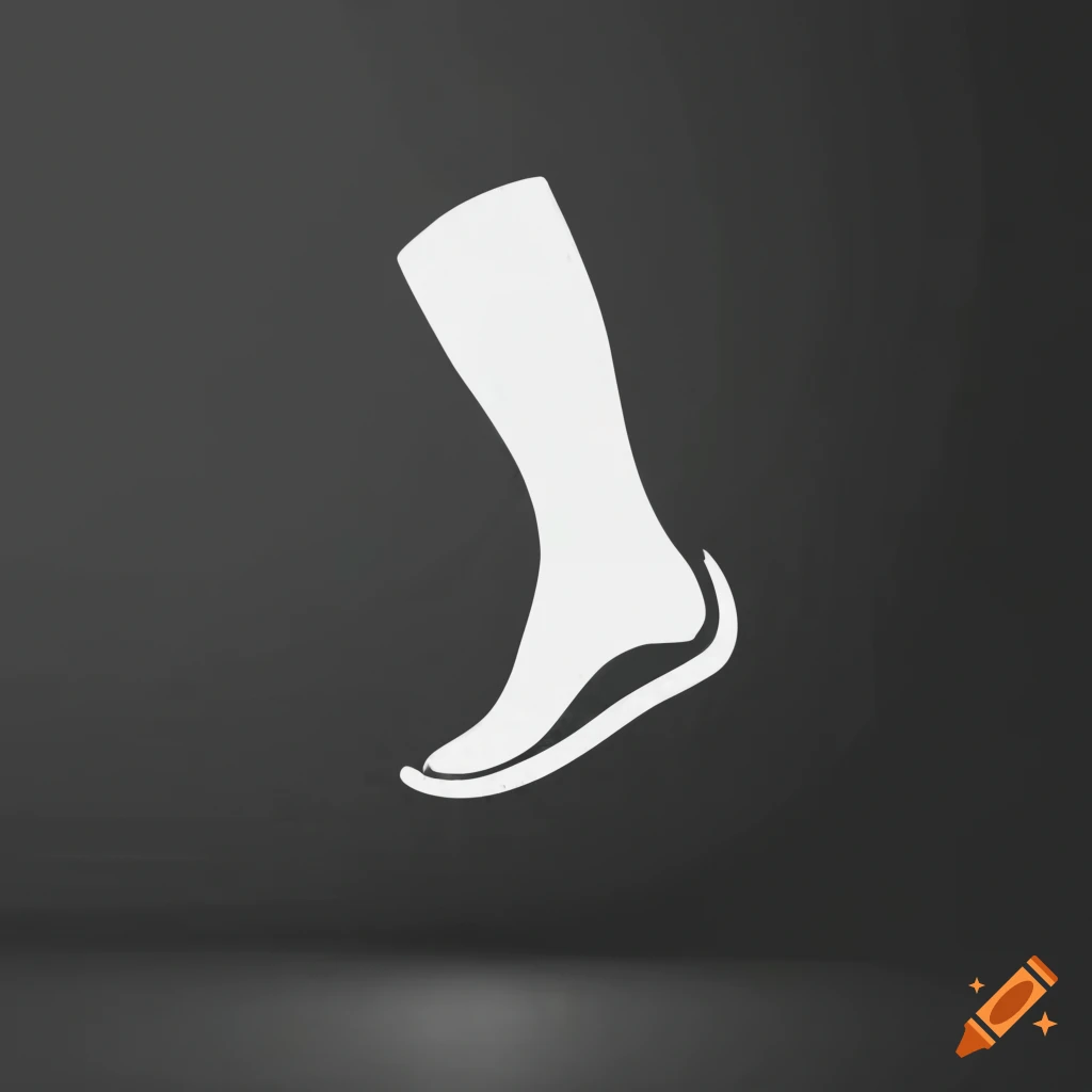 White icon of foot in boot running and jumping on black background