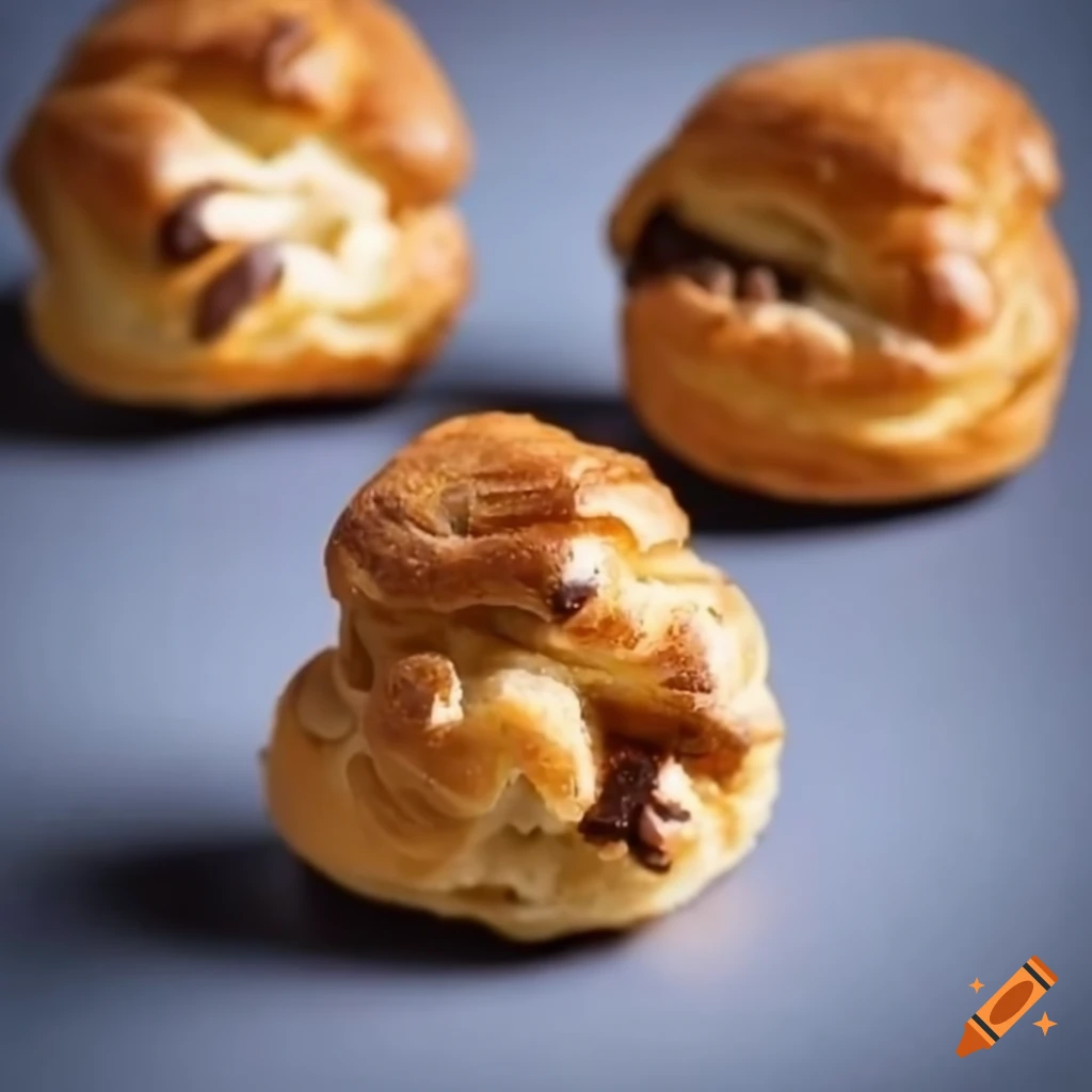 Mini crispy cream puff with chocolate filling