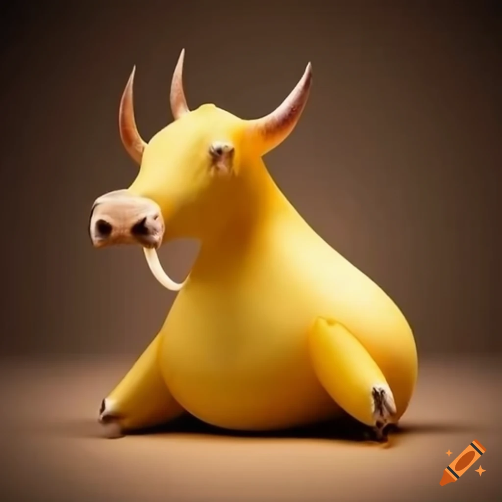 Unique cow with a banana-shaped body