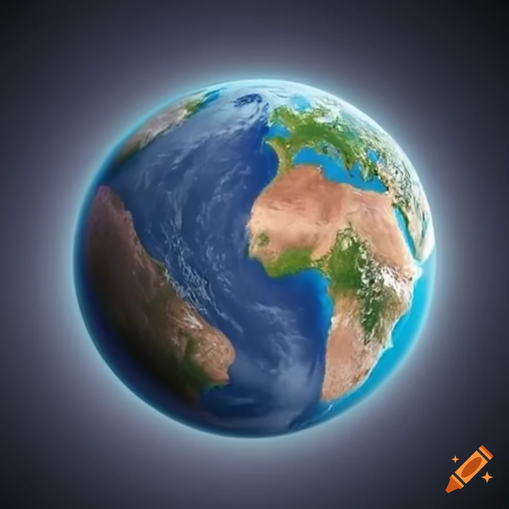 Planet Earth with a smiley face composed of continents viewed from space