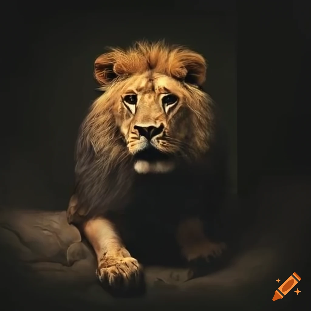 Lion in a cave
