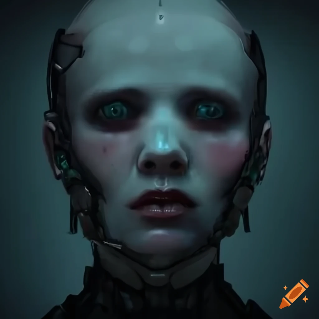 Futuristic cyborg in a dark and dramatic Goya-style depiction