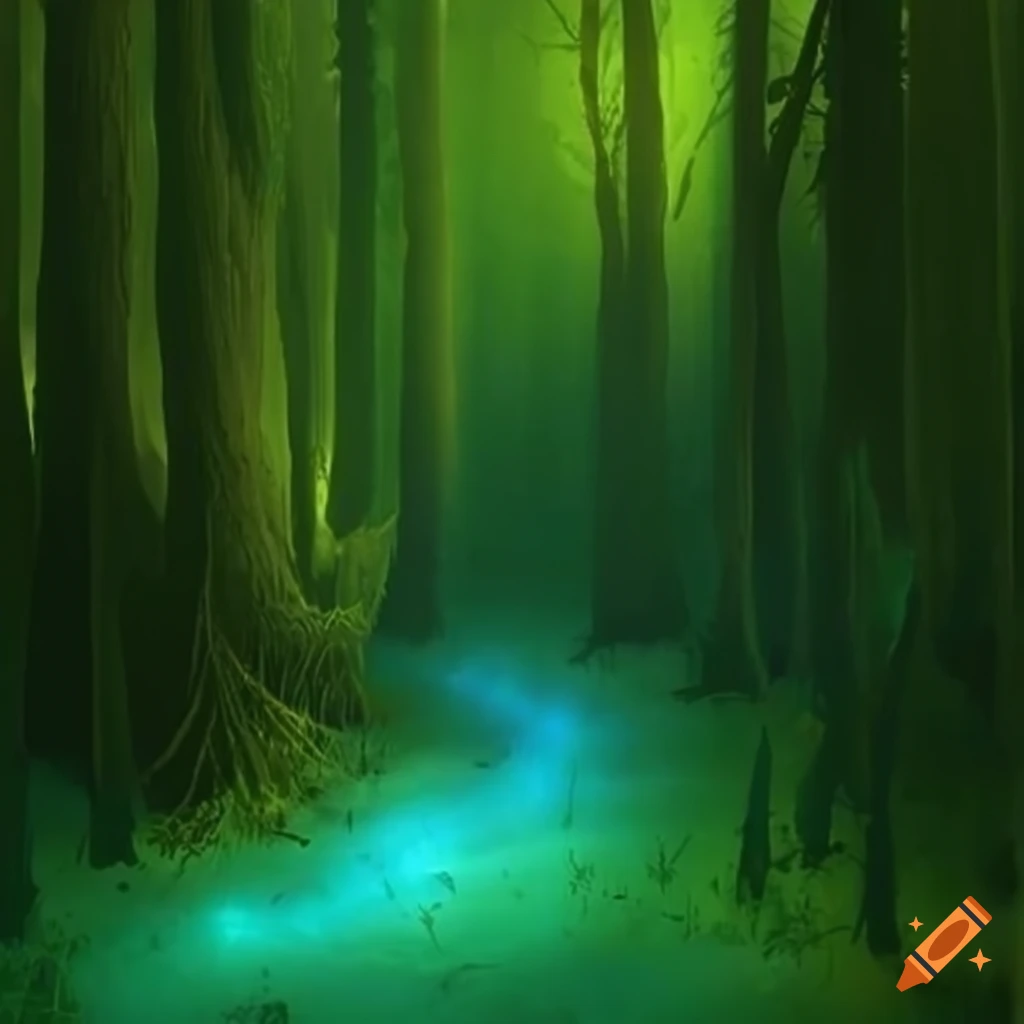 Mystical forest with magical glow