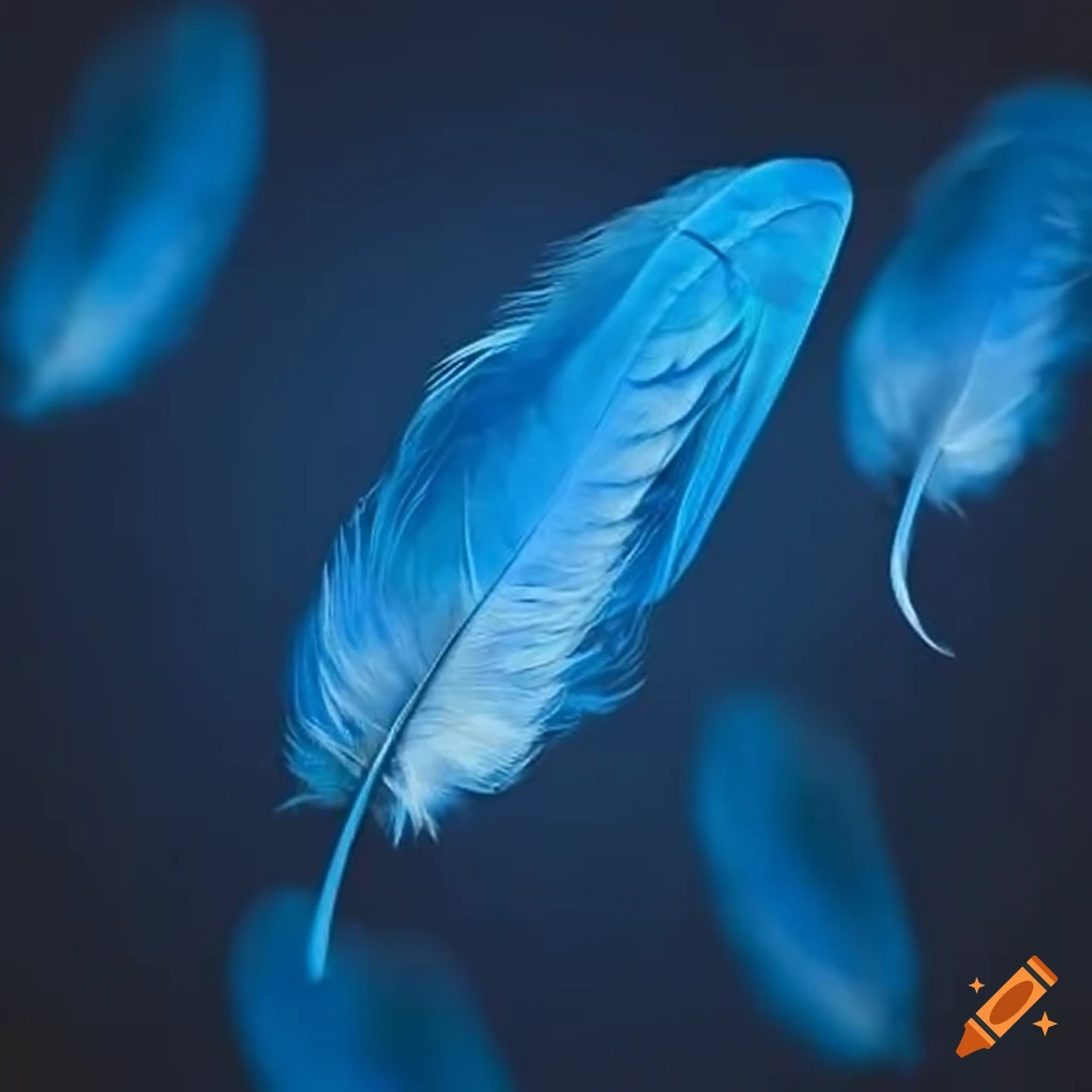Blue div background with white bird feathers