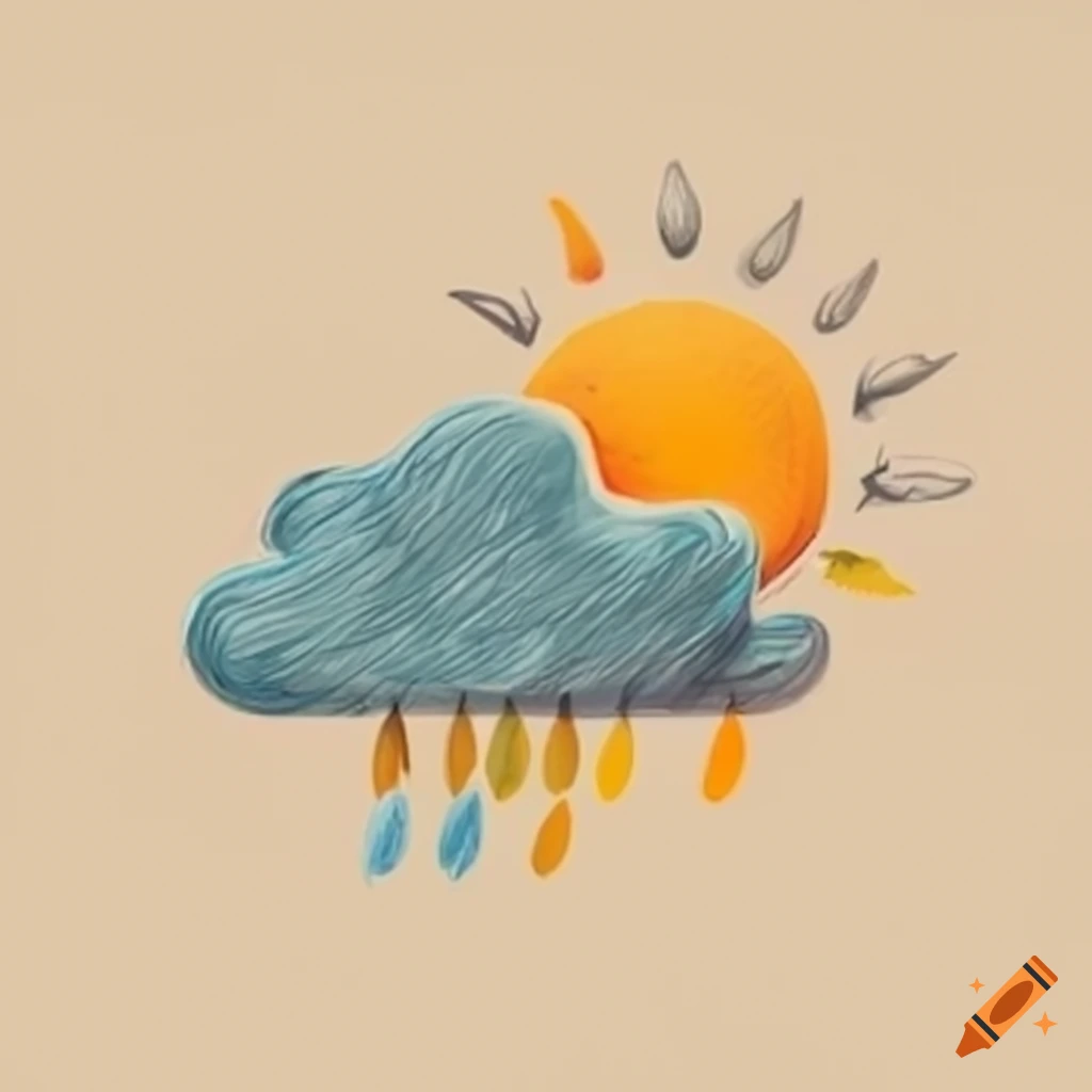 Sun rain cloud icon